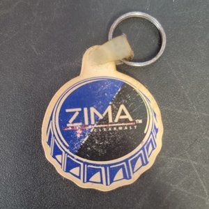 Vintage Zima Clearmalt Rubber Bottle Cap Shaped Advertising Key Ring 90s